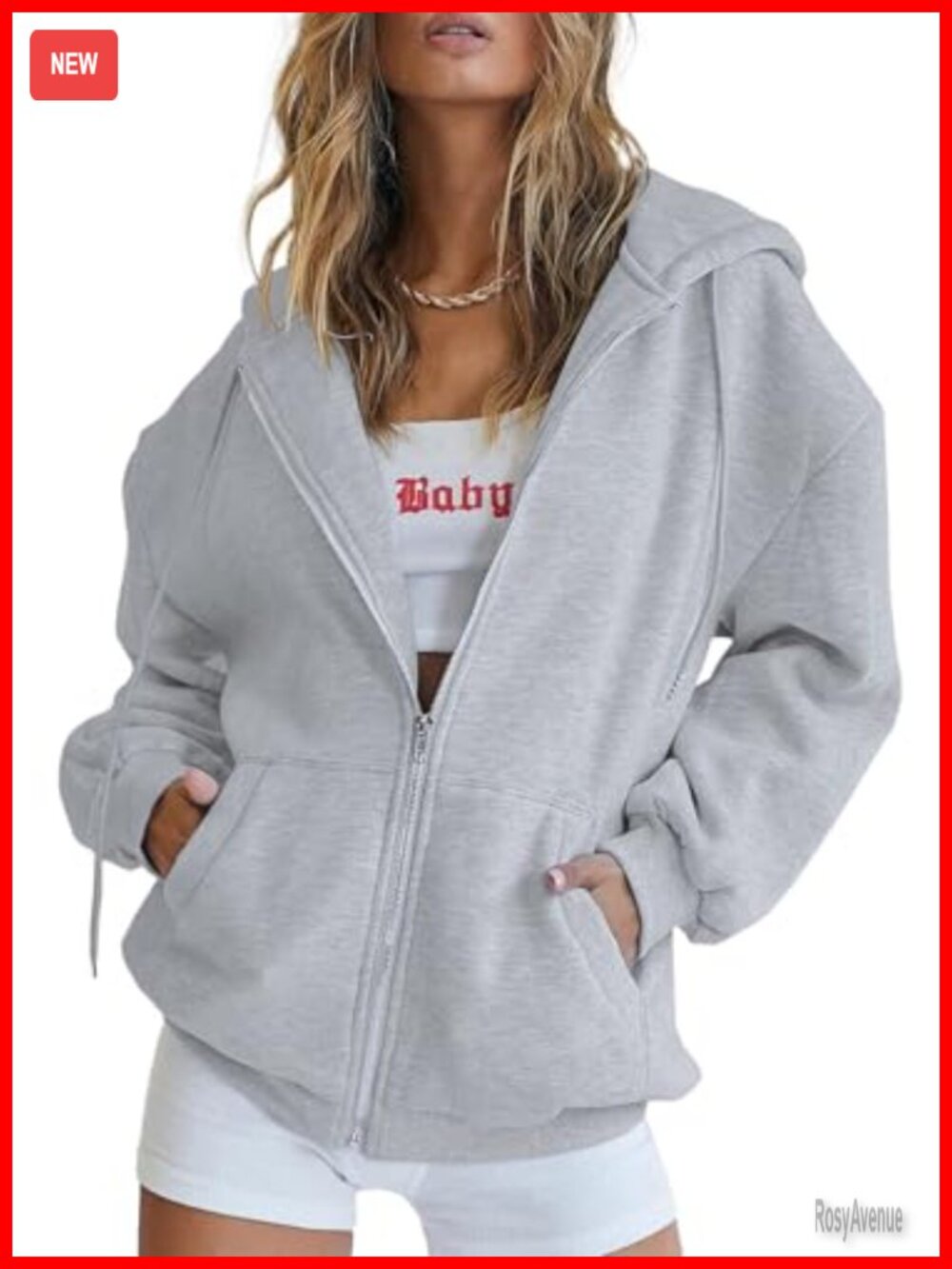 Women's Full Zip Fleece Lined Hoodie Sweatshirt Loose Fit with Pockets